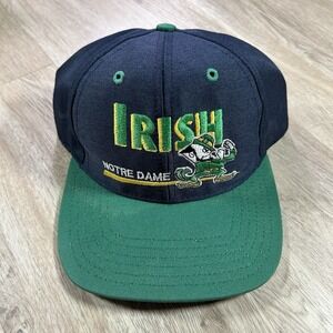 VTG Notre Dame Fighting Irish Snapback Hat College Blue Green Cap Made in USA